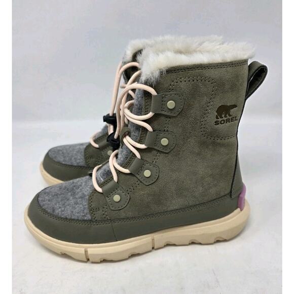 Sorel EXPLORER III Lace Kids Waterproof Boot - Quarry Size 3 - Picture 1 of 9
